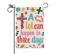 Drapeau de jardin de Pâques - A Lot Can Happen In Three Days Croix Chrétienne en Toile de jute double face Vertical Vacances Printemps Cour Décoration extérieure 31,8 x 45,7 cm