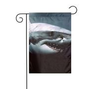 Drapeau de jardin de Pâques avec grand requin blanc - Drapeaux de jardin de printemps - Drapeau de jardin de la Saint-Patrick - Décoration extérieure - 30,5 x 45,7 cm - Double face verticale