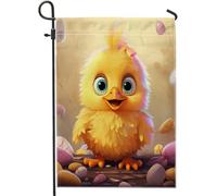 Drapeau de jardin de Pâques de qualité supérieure, joli œuf de poule, animal de printemps, jaune moutarde, décoration de fête, panneau de décoration extérieur, terrasse, cour, pelouse, taille