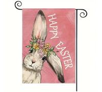 Drapeau De Jardin De Pâques - Drapeaux De Cour En Forme De Chat Dans Les Oreilles De Lapin, Panneau Décoratif De Joyeuses Pâques, Bannière D'animal De Dessin Animé Double Face Pour L'extérieur Du Jard