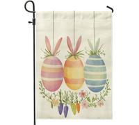 Drapeau de jardin de Pâques et de printemps, couleur pastel, œufs de lapin, drapeaux de jardin, drapeau de jardin double face en toile de jute, décoration de pelouse de vacances, 30,5 x 45,7 cm