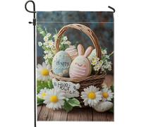 Drapeau de jardin de Pâques et de printemps, drapeau floral d'œufs de lapin de couleurs pastel, drapeau en toile de jute double face pour décoration de pelouse extérieure, 30,5 x 45,7 cm