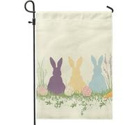 Drapeau de jardin de Pâques, lapins et œufs de couleur pastel, drapeau de décoration de la maison, drapeau double face en toile de jute, décoration de pelouse extérieure, 30,5 x 45,7 cm