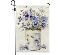 Drapeau de jardin de pensée bleue pour printemps et été, bannière de décoration extérieure, drapeau double face pour décoration de la maison, de la pelouse, 30,5 x 45,7 cm