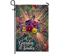 Drapeau de jardin de pensée, feuille fantaisie florale, note de musique, toile de jute verte printanière, drapeau décoratif double face pour extérieur, pelouse, porche, terrasse, entrée, 30,5 x 45,7