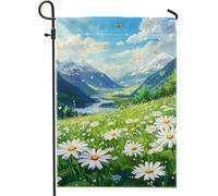 Drapeau de jardin de prairie printemps-été, marguerites blanches, décoration extérieure, drapeau double face en toile de jute pour décoration de maison, pelouse, fête, 30,5 x 45,7 cm