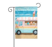 Drapeau de jardin de printemps 30,5 x 45,7 cm, bannière extérieure double face pour décoration extérieure, ferme, été, plage, camion de crème glacée, drapeau pour terrasse, pelouse et décoration de