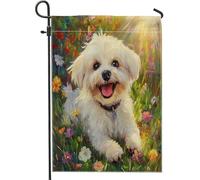 Drapeau de jardin de printemps maltais 30,5 x 45,7 cm double face pour décoration extérieure, motif fleurs colorées, drapeau de maison, drapeau pour animal de compagnie, petit drapeau de pelouse