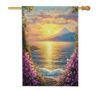 Drapeau de jardin de printemps Phlox en lin pour maison, cour, jardin, 71 x 101,6 cm, double face pour extérieur, scène florale, mer, montagne, maison, drapeau, motif floral