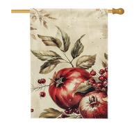 Drapeau de jardin de récolte d'automne, bannière de décoration d'intérieur grenade rouge et baie, drapeau double face en toile de jute pour décoration de pelouse extérieure saisonnière 71,1 x 101,6 cm