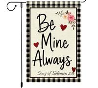 Drapeau de jardin de Saint-Valentin 30,5 x 45,7 cm double face en toile de jute Be Mine Always romantique floral cœur buffle décoration extérieure pour cour terrasse