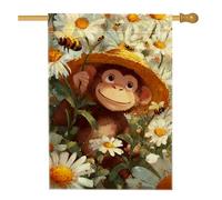 Drapeau de jardin de singe de printemps et d'été, bannière florale jaune pour décoration d'intérieur, drapeau double face en toile de jute, décoration de pelouse extérieure, 71,1 x 101,6 cm