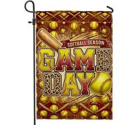 Drapeau de jardin de softball, gant de chauve-souris saisonnier printemps jaune double face en toile de jute décorative pour extérieur, terrasse, pelouse, porche, entrée, camping 30,5 x 45,7 cm