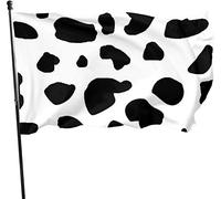 Drapeau de jardin de tablier de motif imprimé de fourrure de vache laitière saisonnière, drapeau de fête de famille 3 x 5 pieds décorations pour la maison extérieure