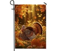 Drapeau de jardin de Turquie de récolte d'automne, bannière de décoration d'intérieur, bannière double face en toile de jute, décoration de pelouse extérieure de Thanksgiving, 30,5 x 45,7 cm