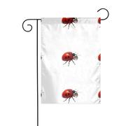 Drapeau de jardin décoratif de jardin 30,5 x 45,7 cm WHJSSF rouge sept étoiles coccinelle image épaisse et résistante à l'usure pour pots de fleurs et pelouses de jardin