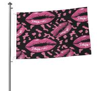 Drapeau de jardin décoratif double face en polyester à motif léopard rose (90 x 150 cm) pour terrasse, pelouse, porche ou balcon. Idéal pour s'embrasser sur la chaussée.