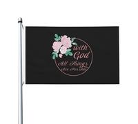 Drapeau de jardin décoratif double face « Foi chrétienne : avec Dieu, tout est possible » 90 x 150 cm, résistant à la décoloration, idéal pour la chambre ou comme cadeau.