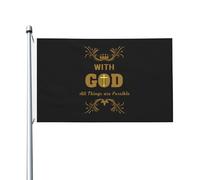 Drapeau de jardin décoratif double face « Foi chrétienne : avec Dieu, tout est possible » 90 x 150 cm, résistant à la décoloration, idéal pour la chambre ou comme cadeau.