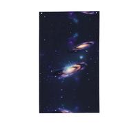 Drapeau de jardin décoratif en polyester imprimé galaxie dans l'univers, imprimé vif, prêt pour les vacances et les fêtes