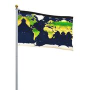 Drapeau de jardin décoratif imprimé carte du monde sur une face pour l'extérieur des terres agricoles, décoration de pelouse