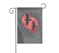 Drapeau de jardin décoratif Odin Viking, mythologie nordique, corbeau noir, pour terrasse extérieure, ambiance de fête (30,5 x 45,7 cm)