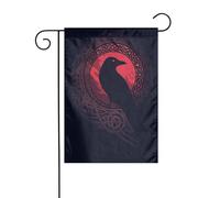 Drapeau de jardin décoratif Odin Viking, mythologie nordique, corbeau noir, pour terrasse extérieure, ambiance de fête (30,5 x 45,7 cm)