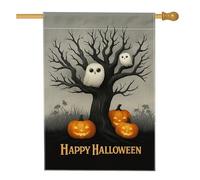Drapeau de jardin décoratif pour Halloween, hiboux et citrouilles noires, bannière d'extérieur double face en toile de jute pour fête d'automne, 71 x 101,6 cm