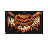 Drapeau De Jardin Décoratifs Drapeaux Citrouille Halloween Baseball Crème Glacée Goutte Effrayante Garçons Jeunesse Double Couture Bannière Extérieure Pour Fête Restaurant Bar 90X150Cm