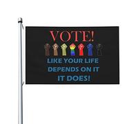 Drapeau De Jardin Décoratifs Drapeaux Votez Comme Si Votre Vie En Dépendait, Car C'Est Le Cas Pour Les Élections. Avec Œillets Bannière Extérieure Pour Anniversaire Jardin Fête 90X150Cm