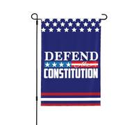 Drapeau de jardin « Défendez la Constitution » 28 x 40 » 4 juillet 1986 Panneau de 47 yards Sauvez la démocratie Drapeau de la Chambre anti-47 Pas de support de drapeau double face