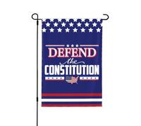 Drapeau de jardin « Défendez la Constitution » 28 x 40 » 4 juillet 1986 Panneau de 47 yards Sauvez la démocratie Drapeau de la Chambre anti-47 Pas de support de drapeau double face