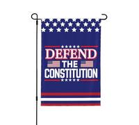 Drapeau de jardin « Défendez la Constitution » 28 x 40 » 4 juillet 1986 Panneau de 47 yards Sauvez la démocratie Drapeau de la Chambre anti-47 Pas de support de drapeau double face