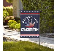 Drapeau de jardin « Défendez la Constitution » 28 x 40 » 4 juillet 1986 Panneau de 47 yards Sauvez la démocratie Drapeau de la Chambre anti-47 Pas de support de drapeau double face