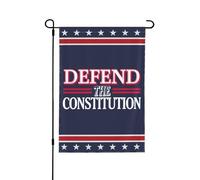 Drapeau de jardin « Défendez la Constitution » 28 x 40 » 4 juillet 1986 Panneau de 47 yards Sauvez la démocratie Drapeau de la Chambre anti-47 Pas de support de drapeau double face