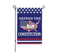 Drapeau de jardin « Défendez la Constitution » 28 x 40 » 4 juillet 1986 Panneau de 47 yards Sauvez la démocratie Drapeau de la Chambre anti-47 Pas de support de drapeau double face