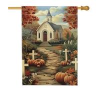 Drapeau de jardin d'église de récolte d'automne, bannière de décoration d'automne en forme de citrouille orange, drapeau de cour double face en toile de jute pour décoration de pelouse de vacances, 71