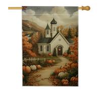 Drapeau de jardin d'église de récolte d'automne, bannière de décoration d'automne en forme de citrouille orange, drapeau de cour en tissu double face pour décoration de pelouse extérieure de