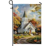 Drapeau de jardin d'église de récolte d'automne, bannière de décoration d'intérieur, bannière double face en toile de jute, décoration extérieure saisonnière 30,5 x 45,7 cm