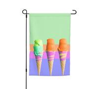 Drapeau de jardin dégradé de crème glacée arc-en-ciel 30,5 x 45,7 cm pour printemps, été, automne, hiver, drapeaux saisonniers double face, bannière d'extérieur et d'intérieur pour décoration de