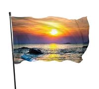 Drapeau de jardin Derniers rayons de soleil de la mer Yard House Décoration extérieure Drapeaux Bannières pour Patio Pelouse 0,9 x 1,5 m