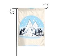Drapeau de jardin des montagnes enneigées, 30,5 x 45,7 cm, double face, décoration de jardin extérieure, drapeau de style toile de jute résistant aux intempéries pour terrasse