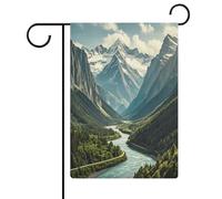 Drapeau de jardin des montagnes et des rivières - Bannière double face - Petits drapeaux personnalisés pour piscine, cour, extérieur - Décoration murale - 32,6 x 47,5 cm