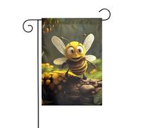 Drapeau de jardin Dessin animé Abeille Imprimés Drapeaux décoratifs principalement pour patios, jardins, pots de fleurs, terrasse, balcon. 12 x 18 pouces