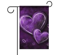Drapeau de jardin d'été à cœurs violets double face 30,5 x 45,7 cm Drapeaux de jardin printaniers ensoleillés drapeaux de jardin saisonnier bienvenue drapeau extérieur décoration
