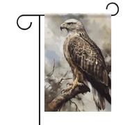 Drapeau de jardin d'été à l'aquarelle de Hawk assis double face 30,5 x 45,7 cm Drapeaux de jardin printaniers de soleil pour décoration extérieure