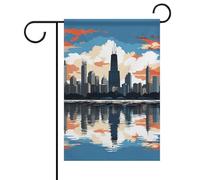 Drapeau de jardin d'été à motif d'horizon de Chicago - Double face - 30,5 x 45,7 cm - Drapeaux de jardin printaniers et ensoleillés - Pour décoration extérieure