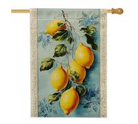 Drapeau de jardin d'été citron, décoration d'agrumes jaune vif pour terrasse extérieure, bannière de cour double face en toile de jute, décoration de pelouse de vacances, style rustique vif, 71 x
