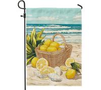 Drapeau de jardin d'été citron jaune, bannière de jardin double face en toile de jute, décoration de pelouse, accents saisonniers de maison 30,5 x 45,7 cm