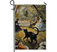 Drapeau de jardin d'été, décoration d'extérieur chat, œuvre d'art double face pour pelouse et cour, décoration de fête élégante pour Halloween et automne, charmants accents d'intérieur 30,5 x 45,7 cm